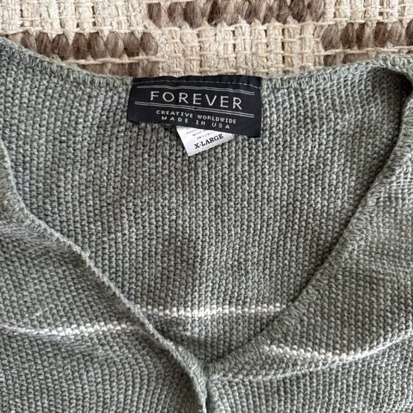 VTG 90s Y2K  Short Sleeve Striped Cardigan Sweater Womens XL Knit Cropped - Picture 2 of 8